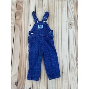Vintage 2T Heart Overalls Liberty Made In USA Blue Cowgirl Farm Ranch